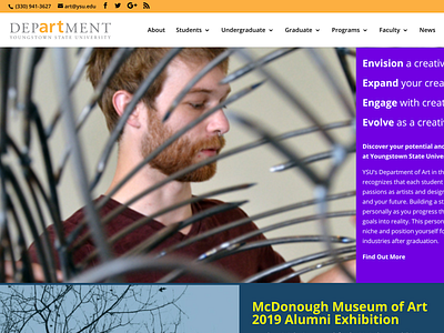 YSU Department of Art website ohio ux web website wordpress youngstown