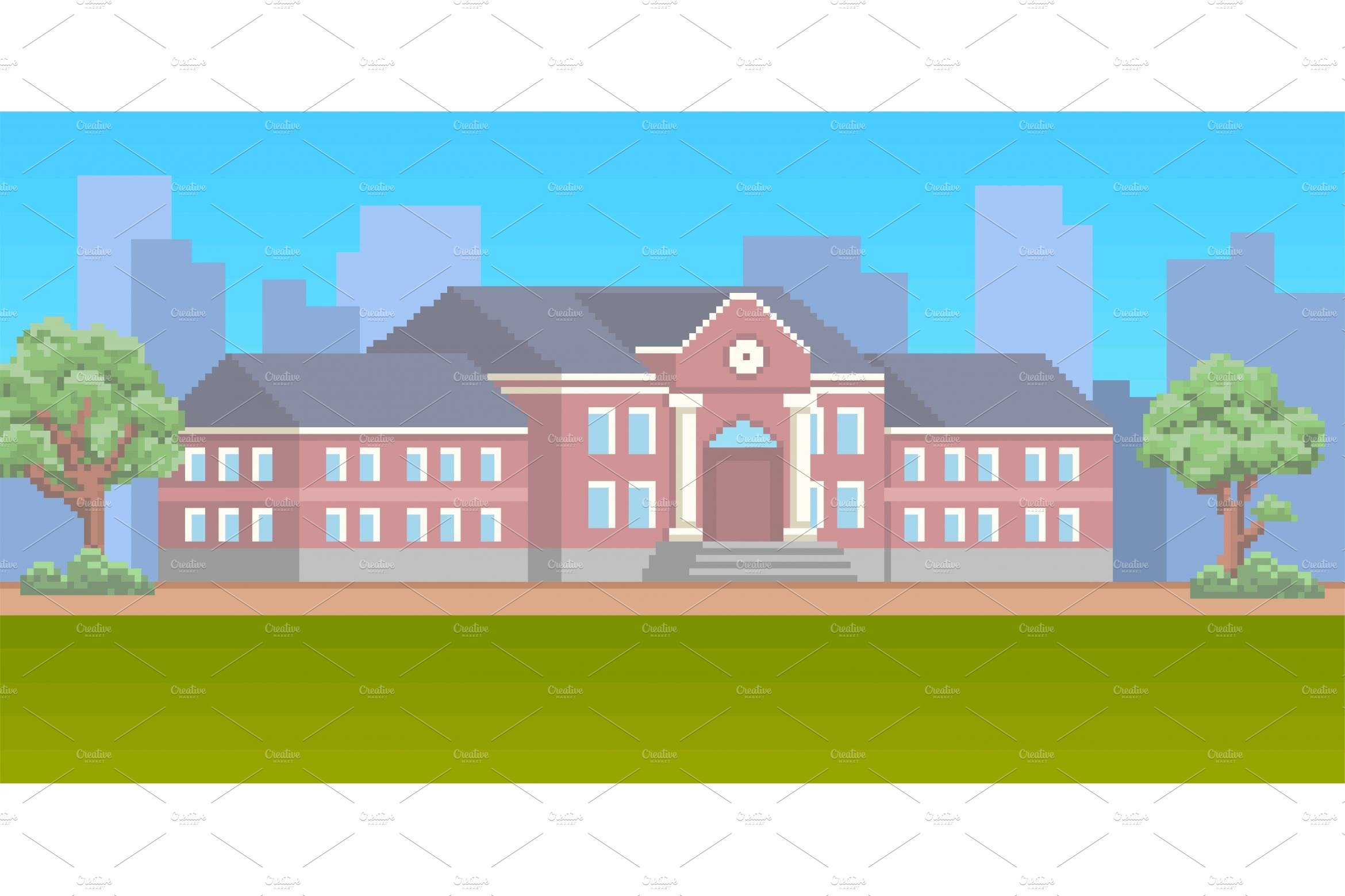 8bit pixel art school building by totallypicRF on Dribbble