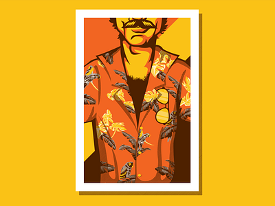 Magnum Party chest hair hawaii higgins illustration magnum p.i. sun glasses tom selleck vector