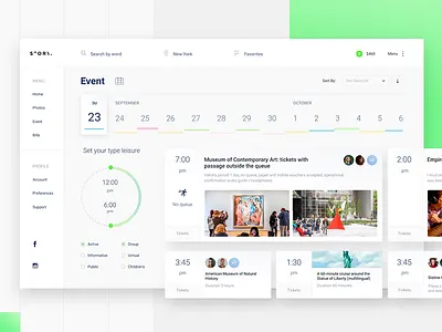 City Story calendar city design event interface travel ui ux