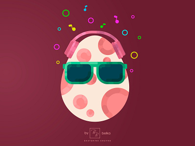 Revive music. background easter egg flat headphone illustration modern music vector