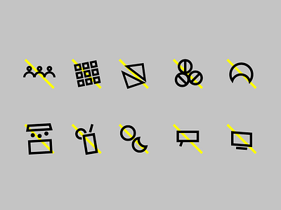 Glitch Line Iconography abstract branding design flat icon iconography illustration line mini icons minimalist yellow