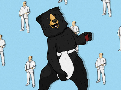 Masturbating Bear 90s andy richter animal character conan conan obrien handler illustration late night