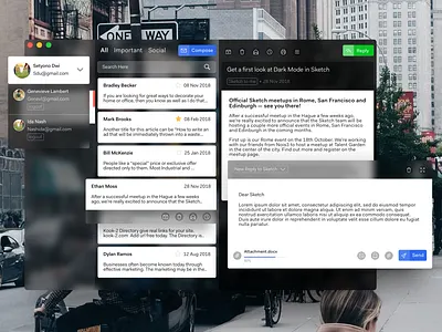Email App for Desktop blur dailyui design flatui gradient icon iphonex typography ui uiux ux