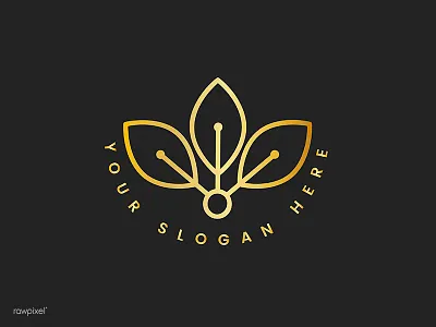 Natural 3 botanical gold icon leaf logo nature spa vector