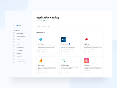 Application Catalog applications apps catalog saas sketch tools torii ui web