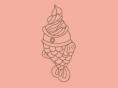 Taiyaki dessert ice cream icon illo illustration linear monoline monolinear simple sweets taiyaki