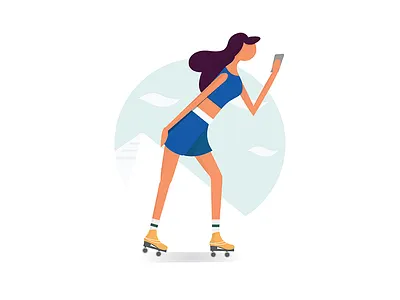 Skating Girl activity blue brno character clean czech girl illustration illustration design skating vector white