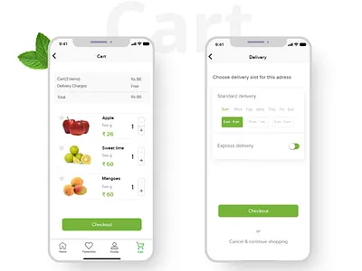 Organika App branding cart delivery productpage ui ux
