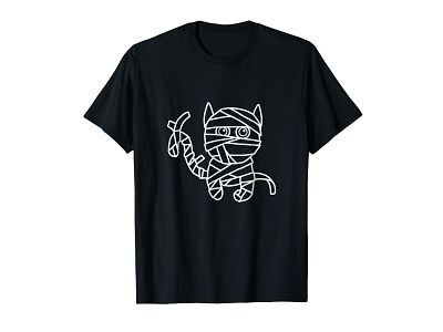 Mummy Cat Funny Hand drawing Illustration T-shirt apparel black black white black and white cat cat illustration clothing funny funny cat halloween halloween cat illustration kitten madebybono mummy mummy cat outline spooky t shirt tshirt