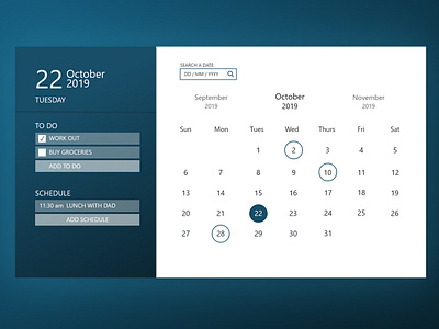 Calendar callendar design flat schedule todo ui uidesign uiux ux uxdesign web