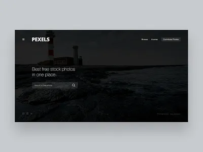 Redisgn Pexels design header home pexels photos redesign search start