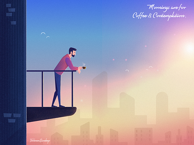 Mornings, sunrise and coffee. character art city city landscape coffee digital art illustration morning motivational monday skyline sunrise twilight