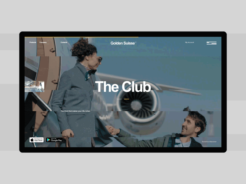 Golden Suisse animation design desktop flat minimal motion principle ui ux web