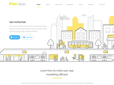 Fine App Landing Page branding design discover flat illustration landing page layout redesign ux ux ui