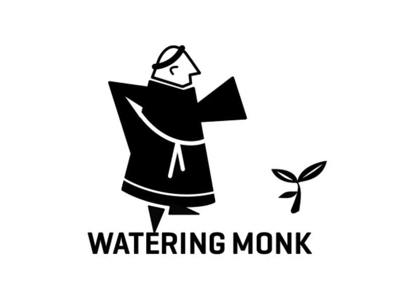 Monk Logo - Good Design LLC art direction black and white consultant evelyn good gif good design llc graphic design illustration landscaping logo monk motion watering