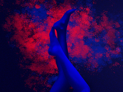 Her blue digital graphic illustration leg red woman