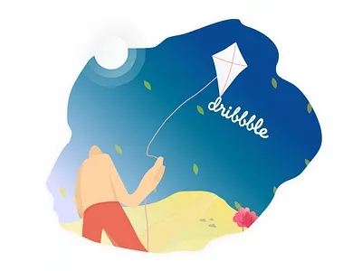 Playing Kite design illustration ui