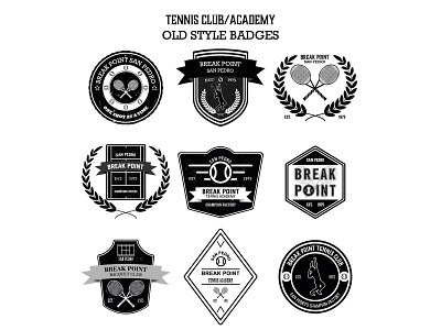 Tennis Club/Academy Retro Old Style Badge Logo adobe illustrator cc badge logo badgedesign branding flat design graphic deisgn illustration logo tennis tennis academy tennis club textured typography vector