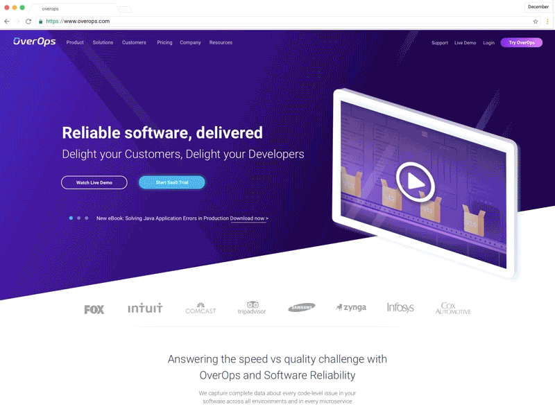 OverOps new homepage branding design homepage landing page landingpage product ui ux web