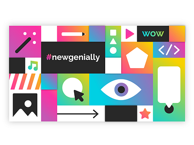 Genially new features artdirection branding color design digital flat genially genius gradient icon illustration mosaic pattern startup typography ux vector web website