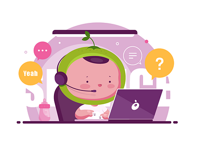 BabyOrange baby boy call help illustration