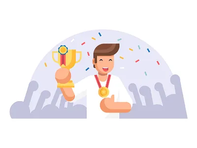 Winner boy confetti illustration joyful medal rummer win winner