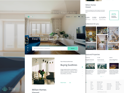 StayIn - landing page branding conception design grid layout landing page landingpage design realestate search bar typography ui ux ui visualdesign visuals website