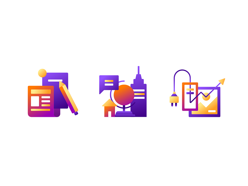 News, Meetups, and Plugins branding design gradient icon iconography identity illustration sketch vector