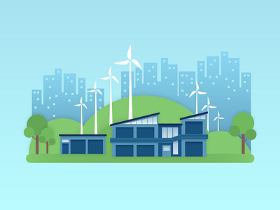 Eco-Friendly Storage architechture building business city design eco friendly enviroment illustration storage vector windmill