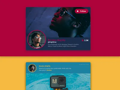 Social Profile Colorful Cards #DailyUI #006 006 colorful dailyui dailyui 006 profile card profile page