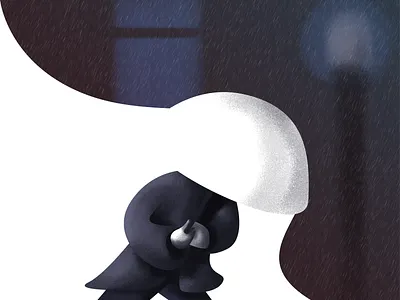 Raining graphic design house illustration lamp light minimal rain raining retro simple trees umbrella windows