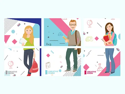 Standee Design For Voxcel academy adobe art blue brand branding business cartoon concept creative design flat identity illustration typography vector