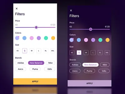 Filters app cart clean design designinspiration filter filters inspiration ios mobile select shop shopping ui uptrends ux uxigers