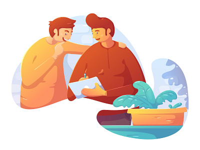 Friend talk character chat creative discuss flat flat design flat illustration friend idea illustration ipad talk