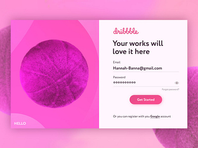 Hello Dribbble! 1st shot 3d basketball cinema4d color design designer fur hello dribble login nice pink purple ui web deisgn website