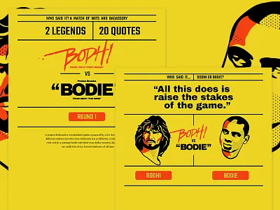 Bodhi vs. Bodie design illustration interactive prototype interactive quiz typography