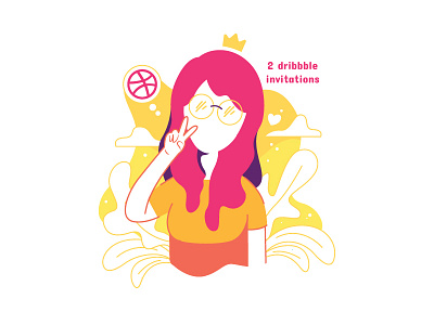 Dribbble Invitation girl glasses illustration invitation vector women