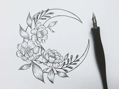 Moon Illustration illustration line drawing moon illustration pen and ink pen and paper