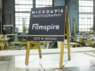 Nick Davis / Filmspire Sidewalk Sign acrylic award cut design designer engrave illustration kugo laser logo product richmond rva signage signmaking signs typography wayfinding wood