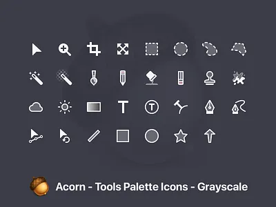 Acorn Tool Icons - Grayscale acorn app icons macos monotone tool icons