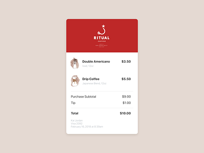 Daily UI 017 / Email Receipt coffee daily100 dailyui dailyui017 dailyui17 design email minimal payment receipt ritual ui user interface