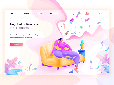 Lazy and delicious make me happy design sketch space ui ux web 向量 平面 插图