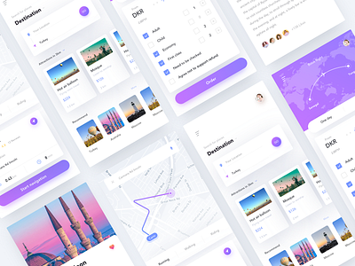 Travel App air ticket checkers child destination location map navigation order place plane purple travel turkey ui ux