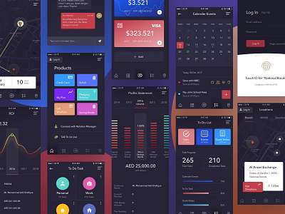 National Bonds app app dashboard calendar finance graph ios map tasks to do ui ux