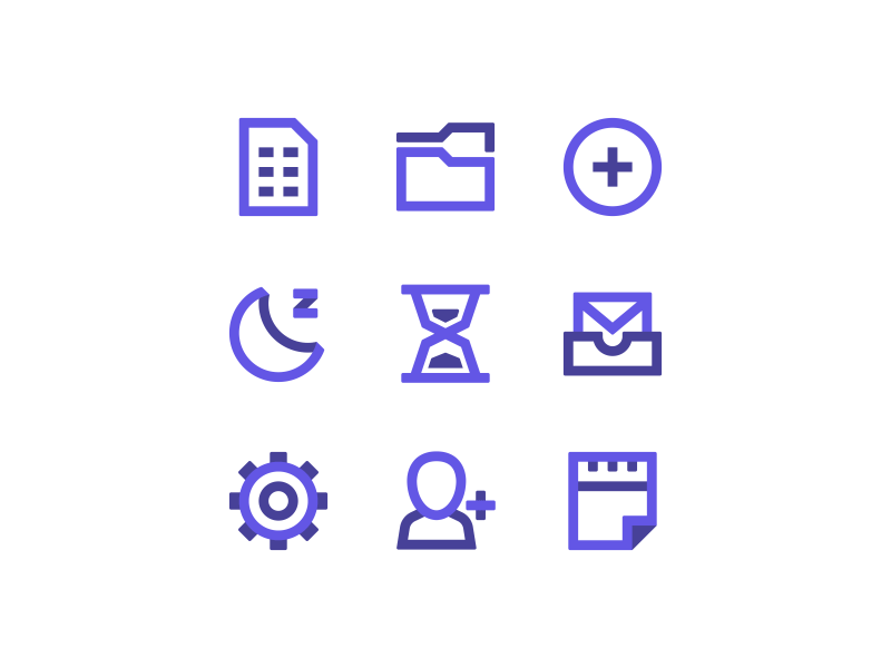 Taskful Icons animation button calendar circle cross file folder gear gif hourglass icon logo loop mail mograph moon plus ui ux x