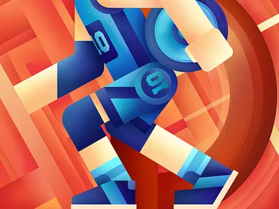 D for Discus throw character discus throw illustration lettering sport texture typography