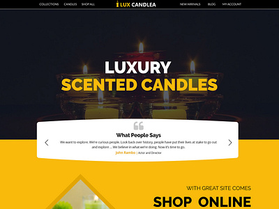 E-commerce Candle Store Website custom design e commerce homepage landing layout page design page layout ui ux design web web deisgn