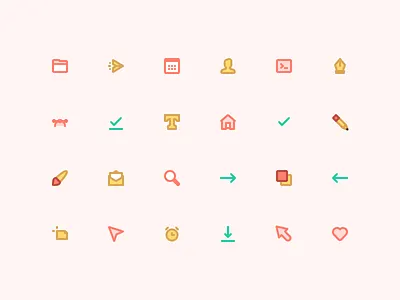 Icons 16px coloured icons stroked