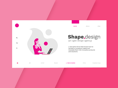 Shape.Design Hompage Header branding design filters homepage illustraion nav portfolio shape shape.design studio typography ui webdeisgn